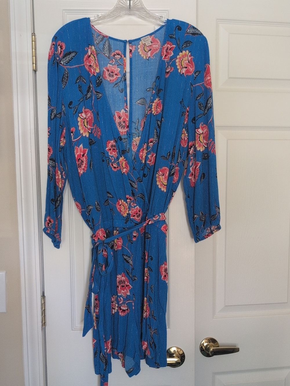 LOFT Long Sleeve Blue Floral Romper